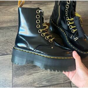 Dr Martens Vegan Jadon Max Combat Platform Boots Black Size 7WI6M NEW